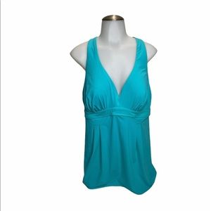 Lands End Tankini Sz 16L Capri Aqua Racerback Swim